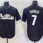 Philadelphia Phillies #7 Trea Turner Black Lights Out Limited Stitched Baseball Jersey