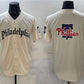 Philadelphia Phillies Team Big Logo Cream Gothic Vapor Limited Stitched Baseball Jersey