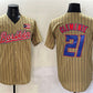 Puerto Rico Baseball #21 Roberto Clemente Tan 2023 World Baseball Classic Stitched Baseball Jersey