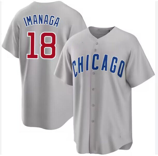 CHC Cubs #18 Away Imanaga  Gray Cool Base Stitched Baseball Jersey