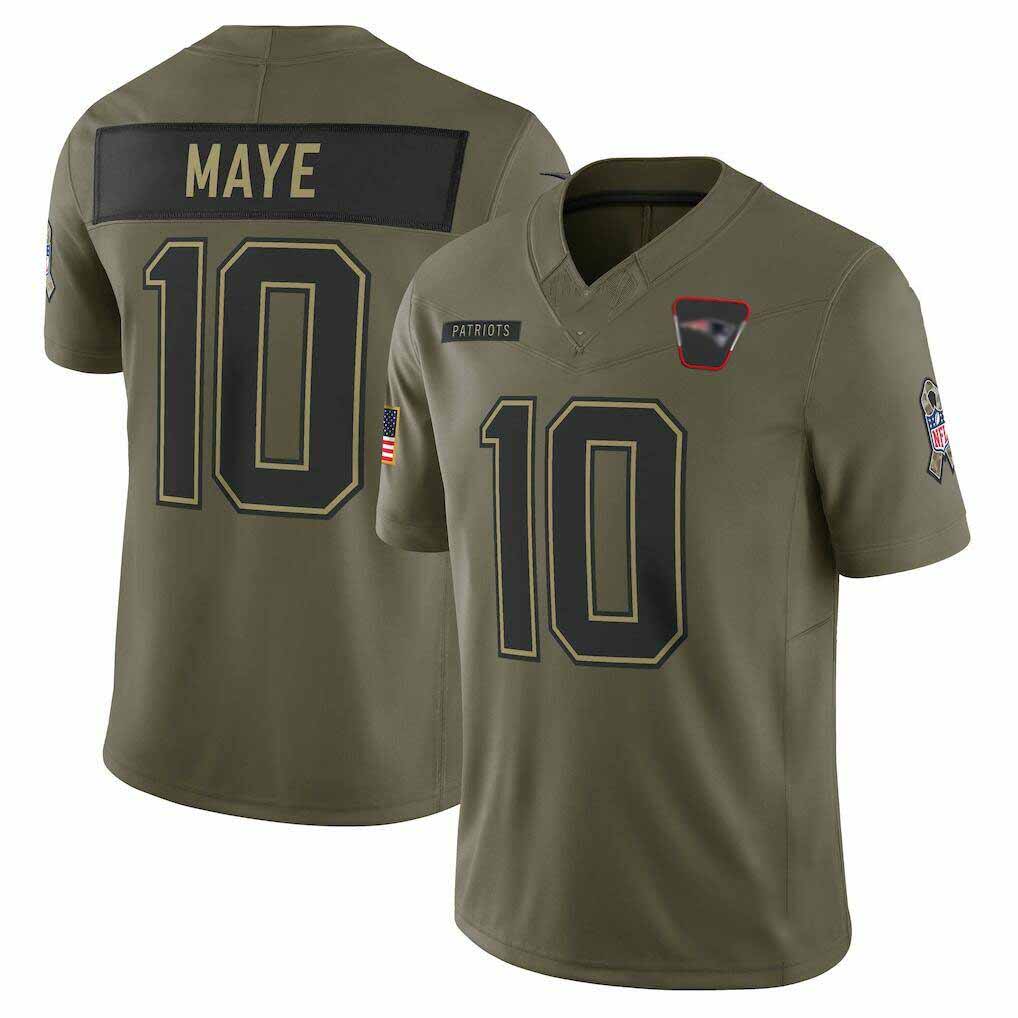 NE.Patriots #10 Drake Maye Olive 2025 Salute to Service Limited Stitched American Football Jerseys