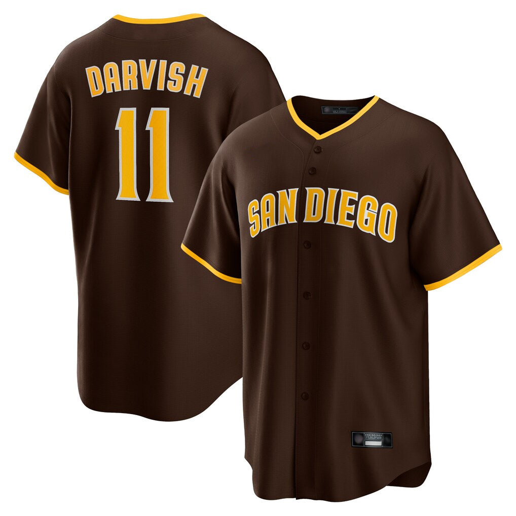 Johmsee S.Diego Padres #11 Yu Darvish Player Brown Alternate Replica Game Stitched Jerseys