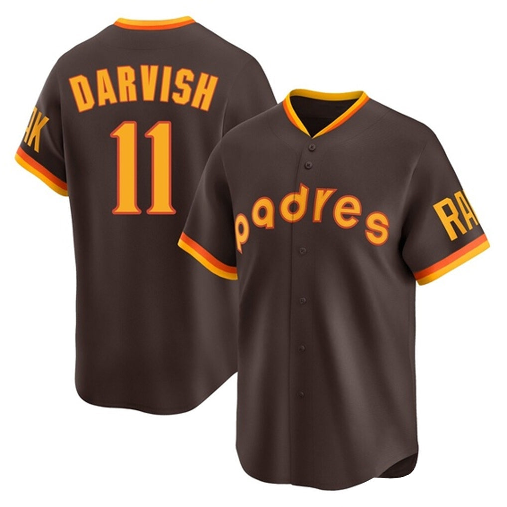 Johmsee S.Diego Padres #11 Yu Darvish Player Brown Home Cooperstown Collection Replica Game Stitched Jerseys