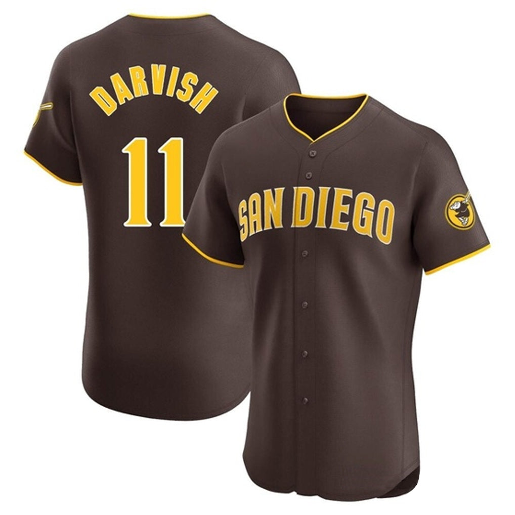 Johmsee S.Diego Padres #11 Yu Darvish Player Brown Home Limited Elite Stitched Jerseys