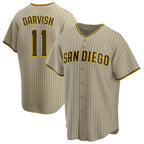 Johmsee S.Diego Padres #11 Yu Darvish Player Khaki Home Game Stitched Jerseys
