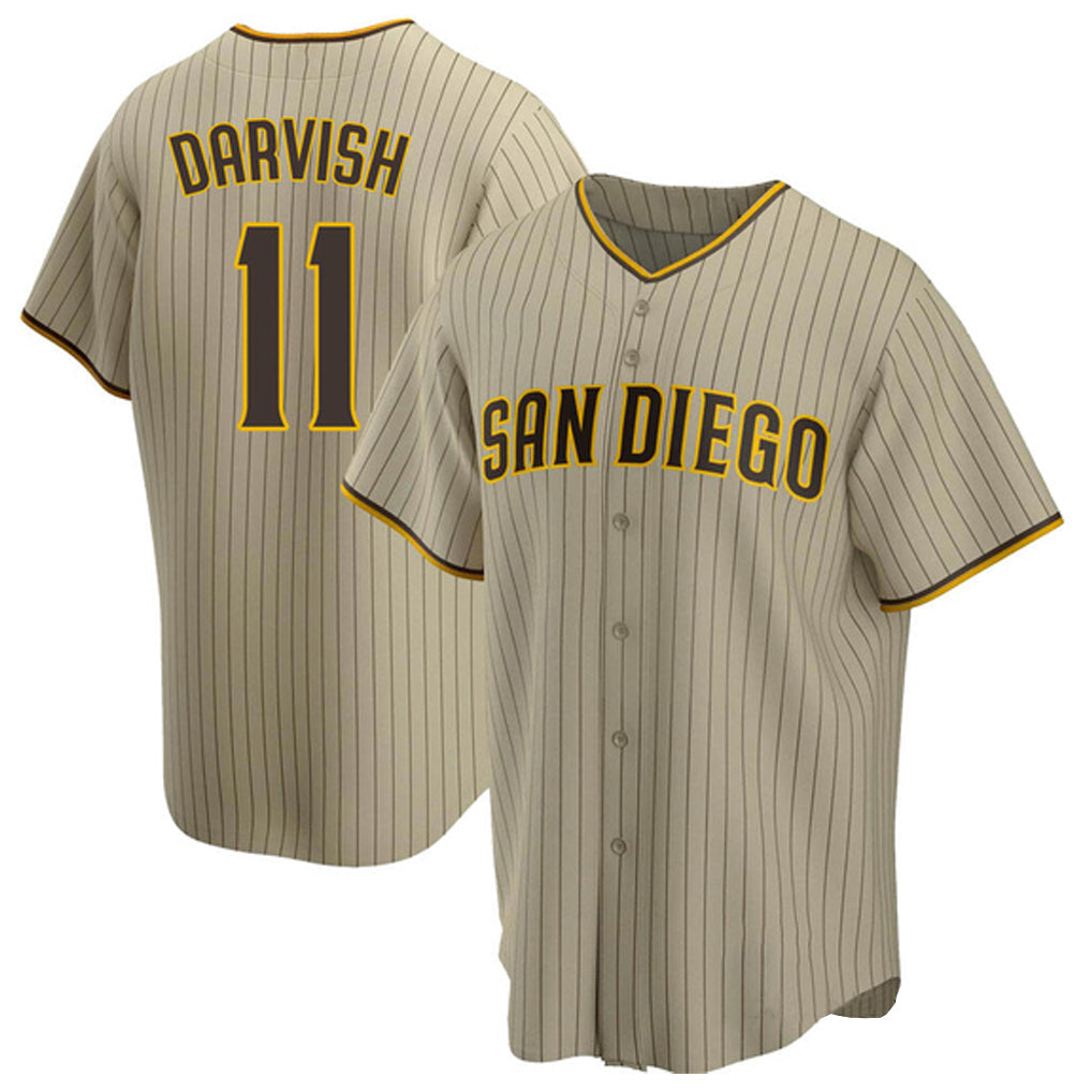 Johmsee S.Diego Padres #11 Yu Darvish Player Khaki Home Game Stitched Jerseys