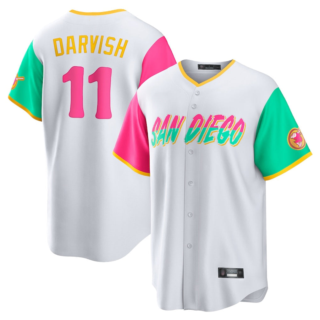 Johmsee S.Diego Padres #11 Yu Darvish Player White City Connect Home Game Stitched Jerseys