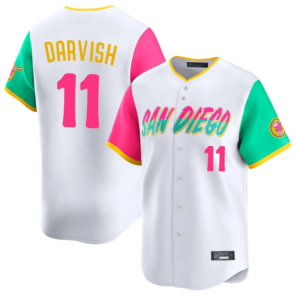 Johmsee S.Diego Padres #11 Yu Darvish Player White City Connect Home Limited Stitched Jerseys