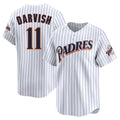 Johmsee S.Diego Padres #11 Yu Darvish Player White Cooperstown Collection Limited Home Stitched Jerseys