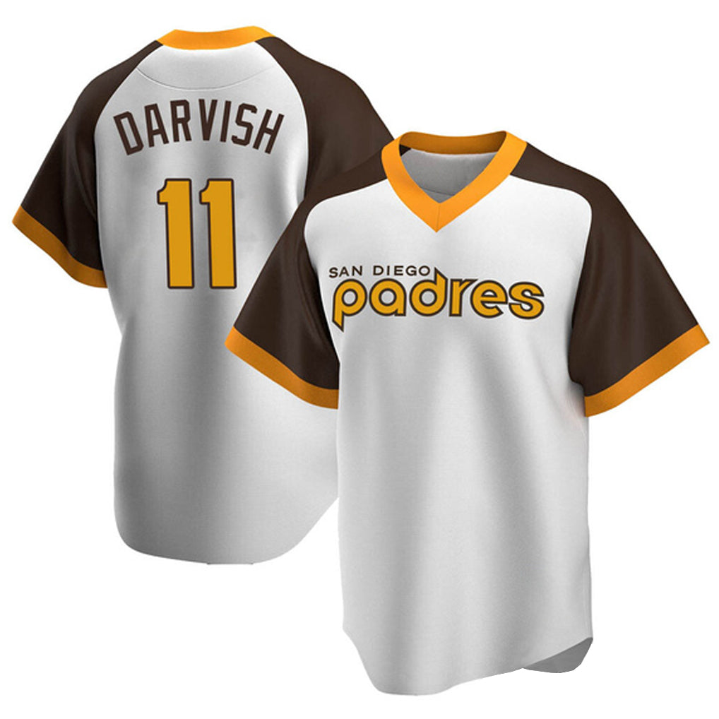 Johmsee S.Diego Padres #11 Yu Darvish Player White Home Cooperstown Collection Replica Game Stitched Jerseys