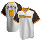 Johmsee S.Diego Padres #11 Yu Darvish Player White Home Cooperstown Collection Replica Game Stitched Jerseys