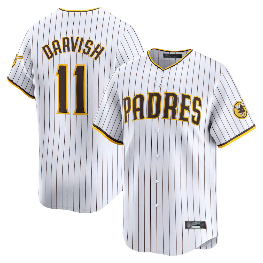 Johmsee S.Diego Padres #11 Yu Darvish Player White Home Limited Stitched Jerseys