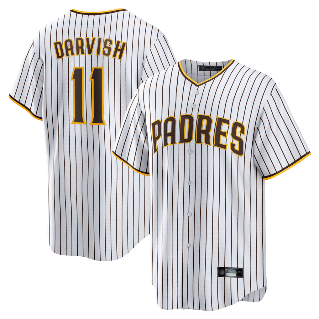 Johmsee S.Diego Padres #11 Yu Darvish Player White Home Replica Game Stitched Jerseys