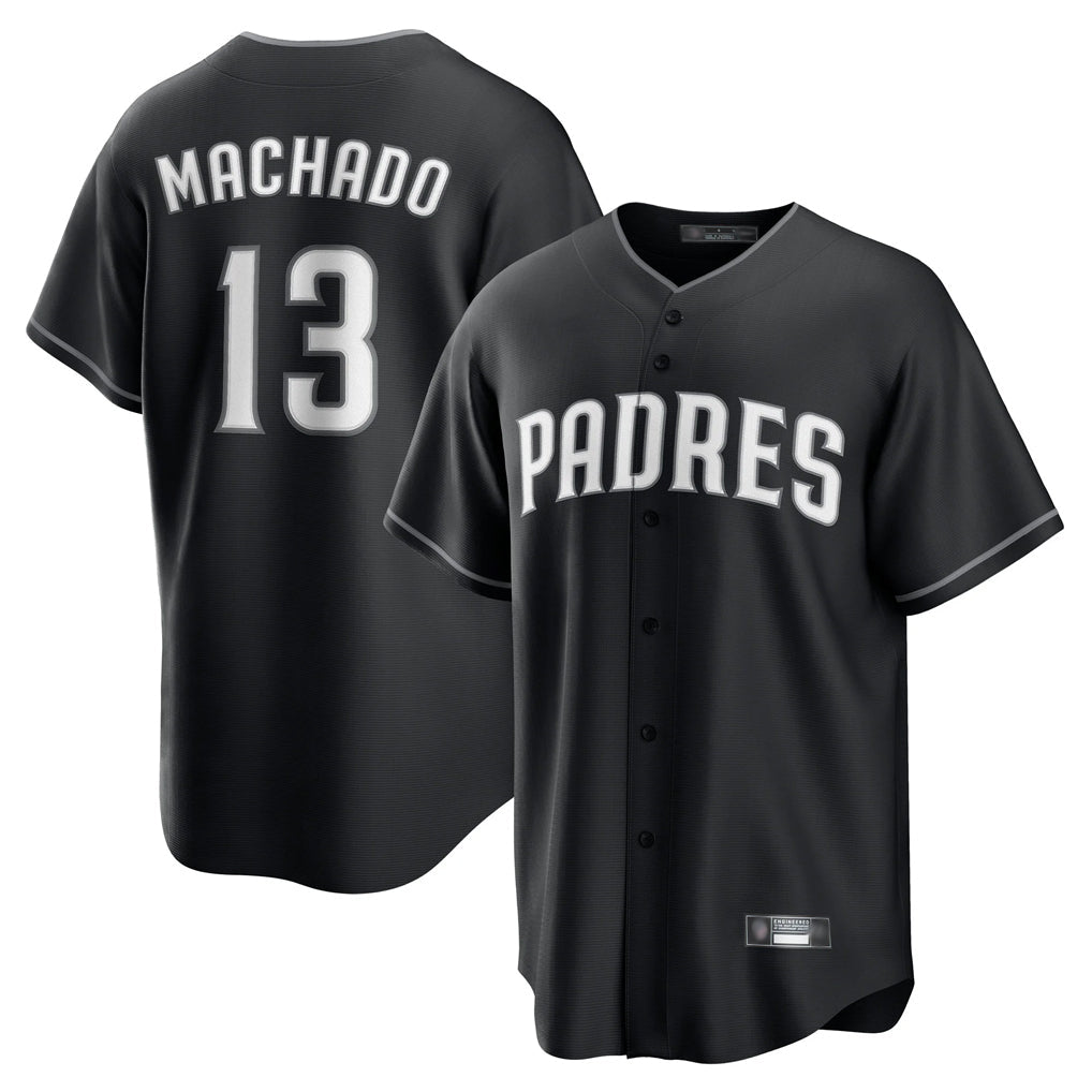 Johmsee S.Diego Padres #13 Manny Machado Player Black Home Game Stitched Jerseys