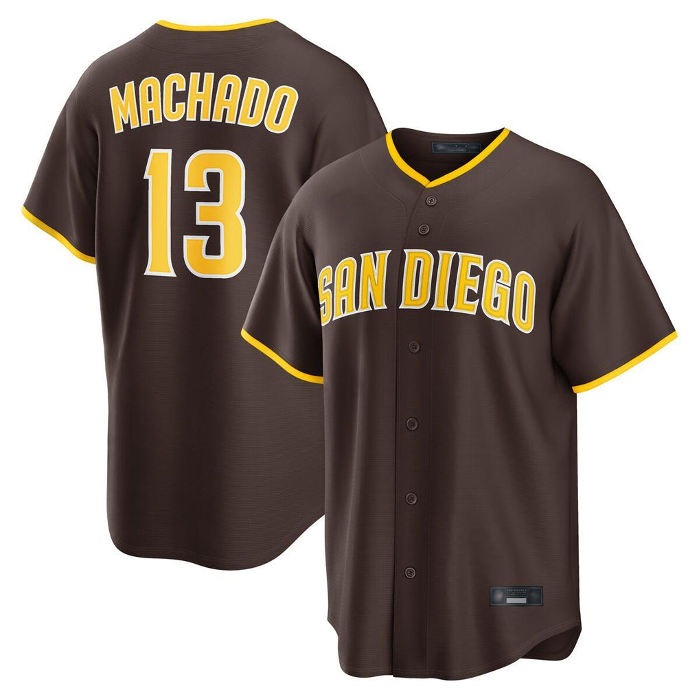 Johmsee S.Diego Padres #13 Manny Machado Player Brown Alternate Replica Game Stitched Jerseys
