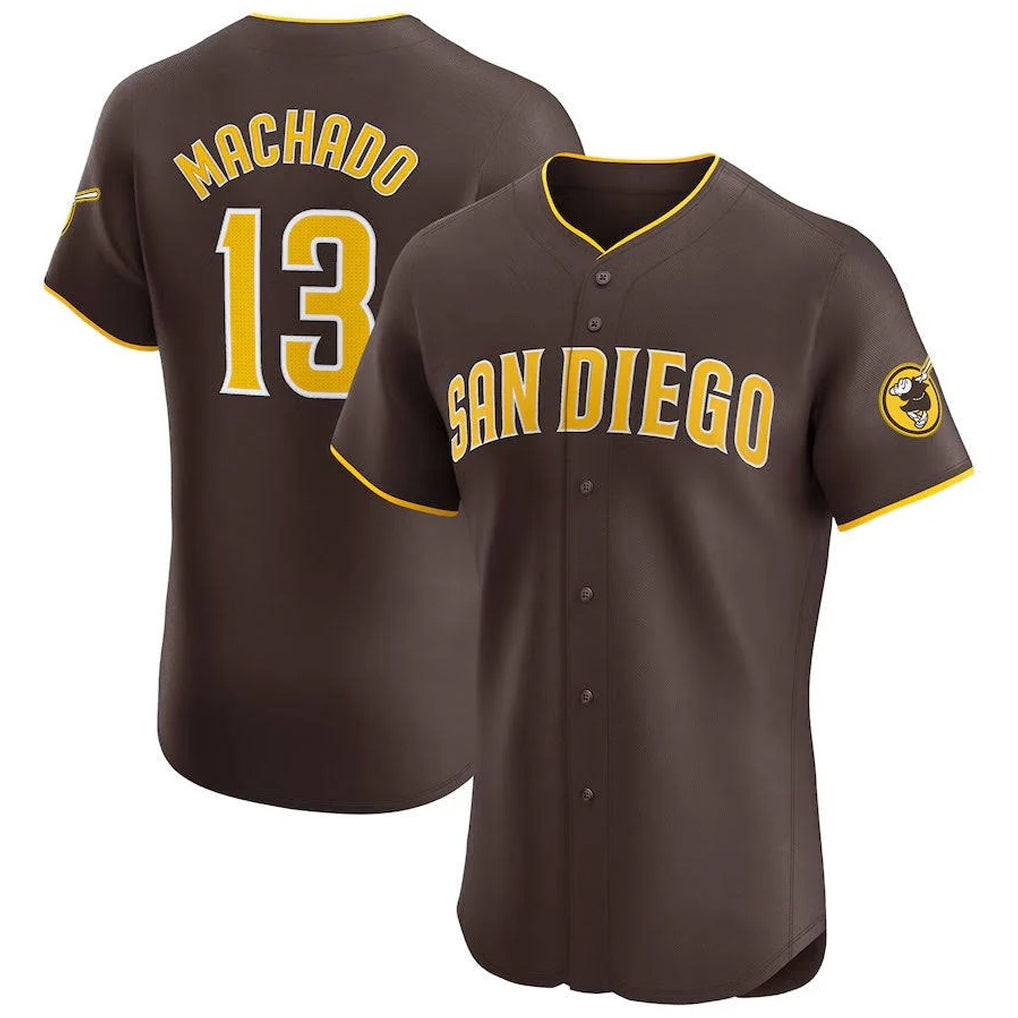 Johmsee S.Diego Padres #13 Manny Machado Player Brown Home Limited Elite Stitched Jerseys