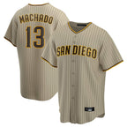 Johmsee S.Diego Padres #13 Manny Machado Player Khaki Home Game Stitched Jerseys