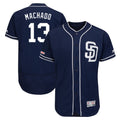 Johmsee S.Diego Padres #13 Manny Machado Player Navy Majestic Patch Flex Base Game Stitched Jerseys