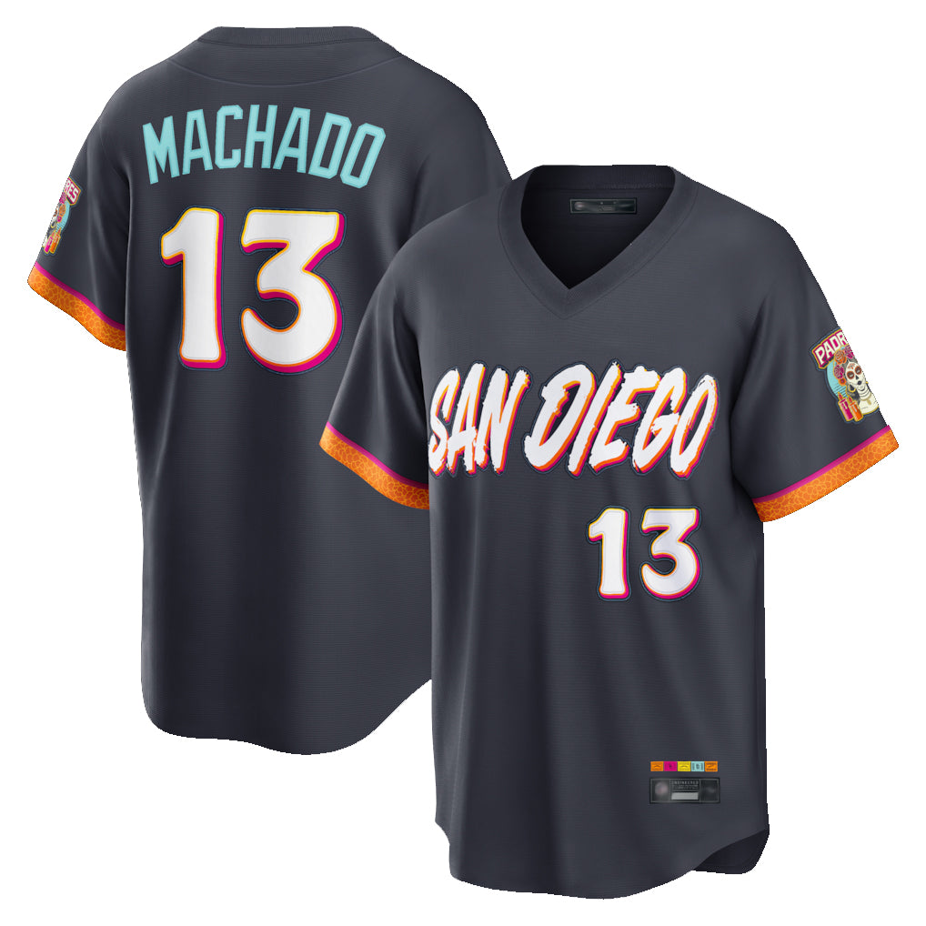 Johmsee S.Diego Padres #13 Manny Machado Player Obsidian 2026 City Connect Home Game T-shirt Stitched Jerseys