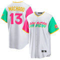 Johmsee S.Diego Padres #13 Manny Machado Player White City Connect Home Game Stitched Jerseys