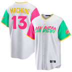 Johmsee S.Diego Padres #13 Manny Machado Player White City Connect Home Game Stitched Jerseys