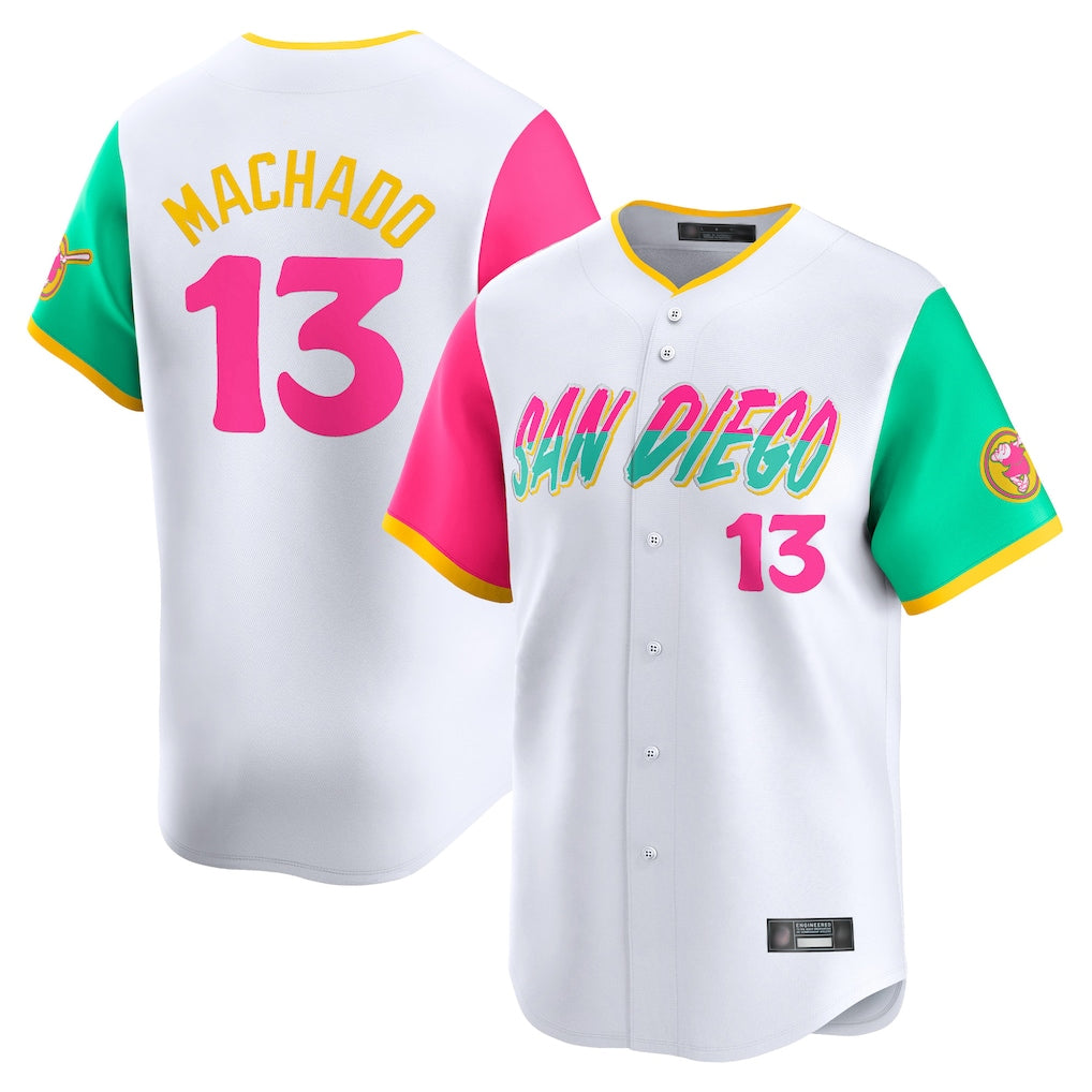 Johmsee S.Diego Padres #13 Manny Machado Player White City Connect Home Limited Stitched Jerseys