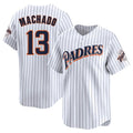 Johmsee S.Diego Padres #13 Manny Machado Player White Cooperstown Collection Limited Home Stitched Jerseys