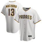 Johmsee S.Diego Padres #13 Manny Machado Player White Home Game Stitched Jerseys