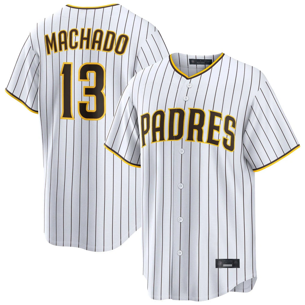 Johmsee S.Diego Padres #13 Manny Machado Player White Home Limited Stitched Jerseys