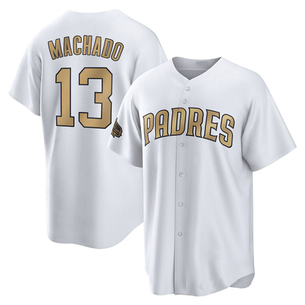 Johmsee S.Diego Padres #13 Manny Machado Player White Replica All-Star Game Home Stitched Jerseys
