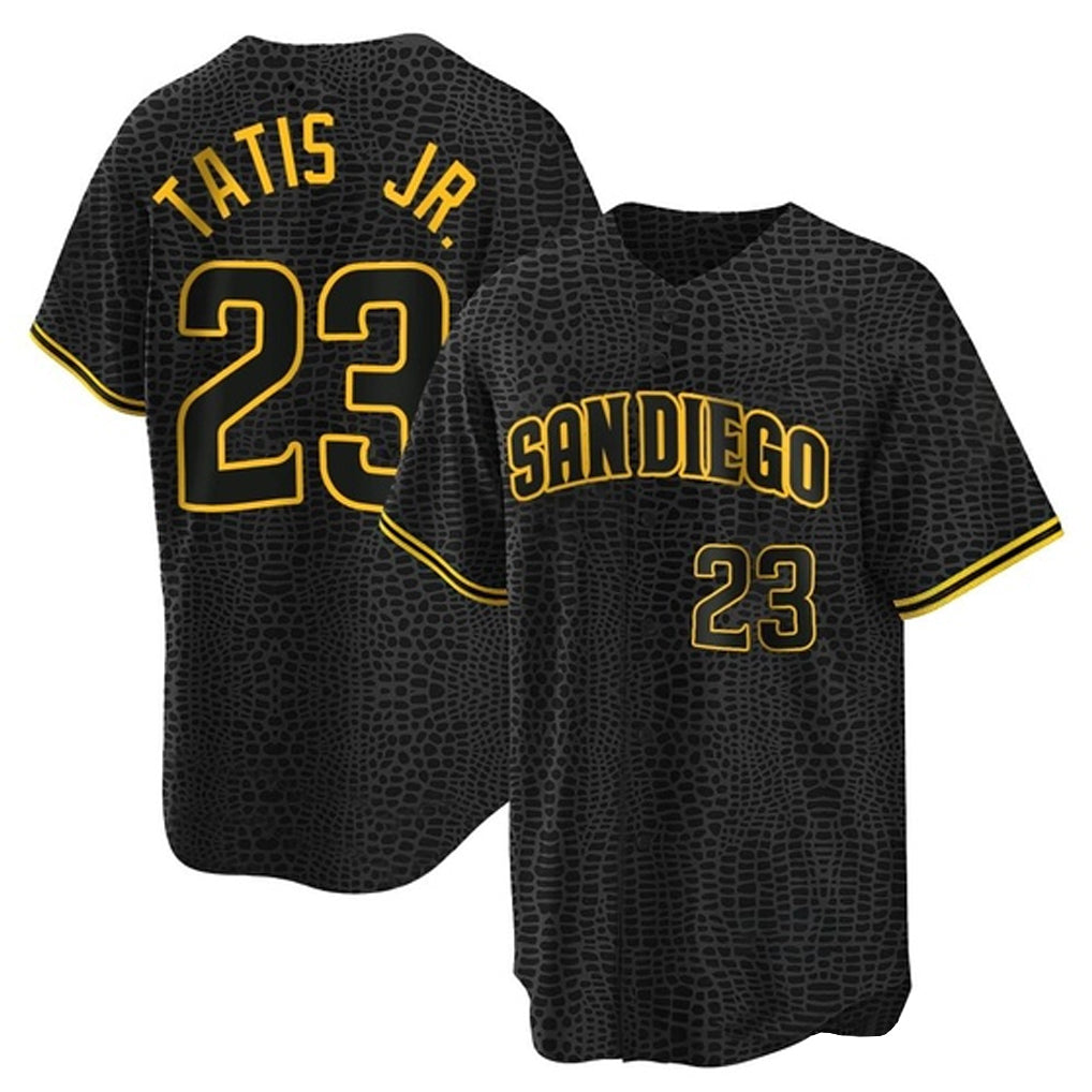 Johmsee S.Diego Padres #23 Fernando Tatis Jr Player Black Snake Skin City Home Game Stitched Jersey