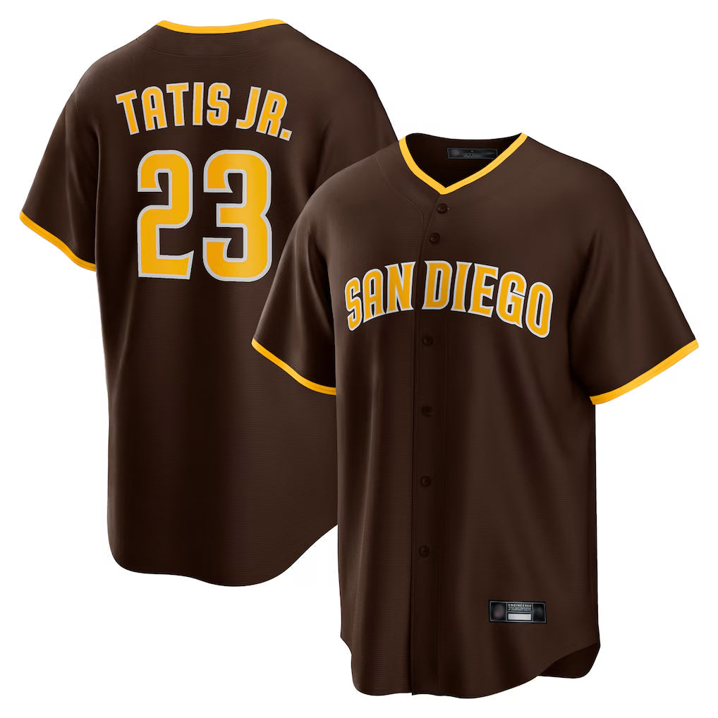 Johmsee S.Diego Padres #23 Fernando Tatis Jr Player Brown Alternate Replica Game Stitched Jerseys