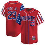 Johmsee S.Diego Padres #23 Fernando Tatis Jr Player Red Independence Day Home Limited Stitched Jerseys