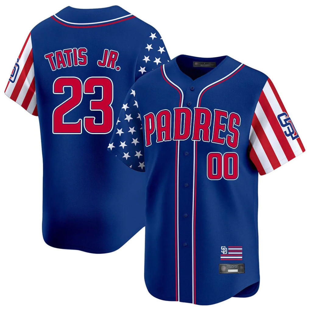 Johmsee S.Diego Padres #23 Fernando Tatis Jr Player Royal Independence Day Home Limited Stitched Jerseys