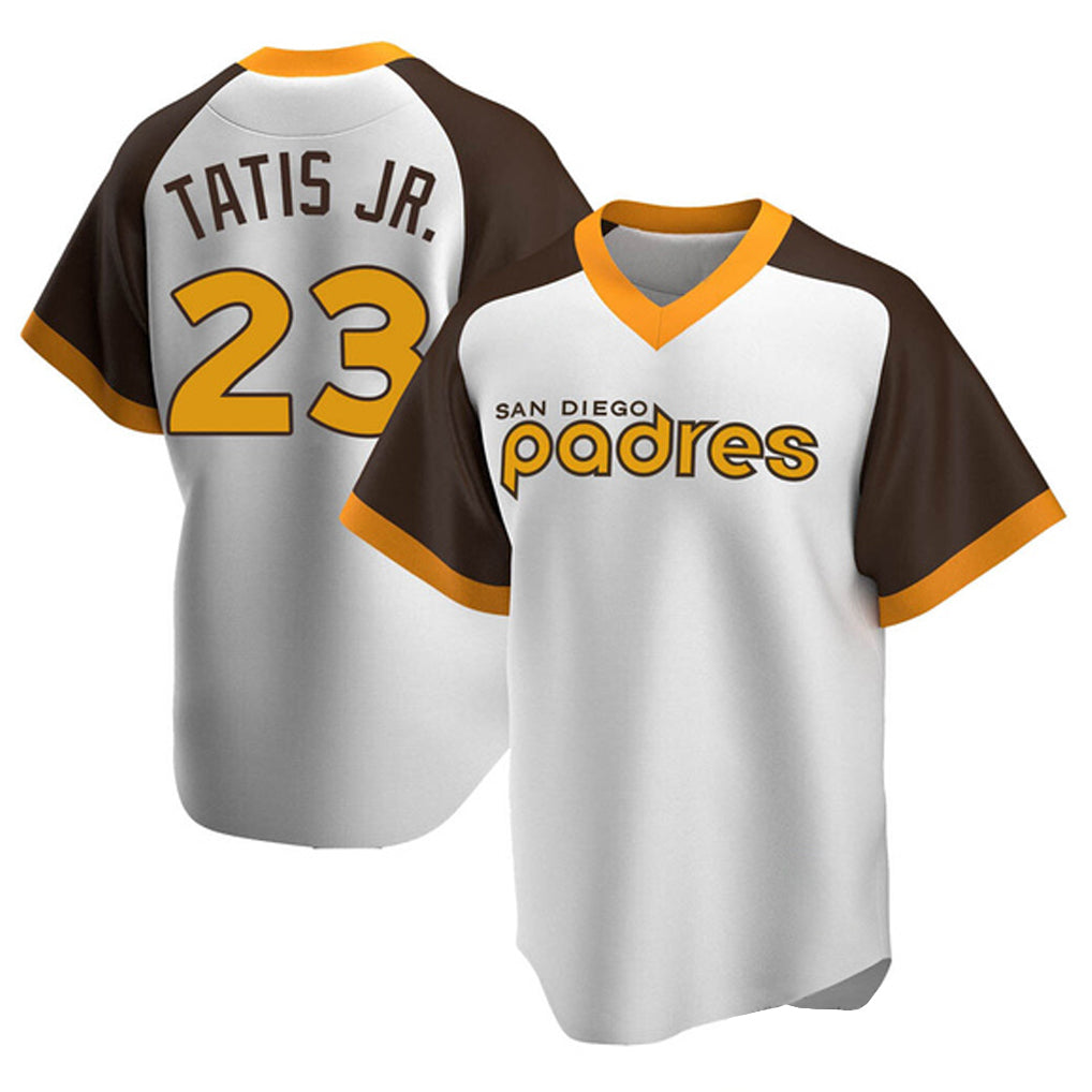 Johmsee S.Diego Padres #23 Fernando Tatis Jr Player White Home Cooperstown Collection Replica Game Stitched Jerseys