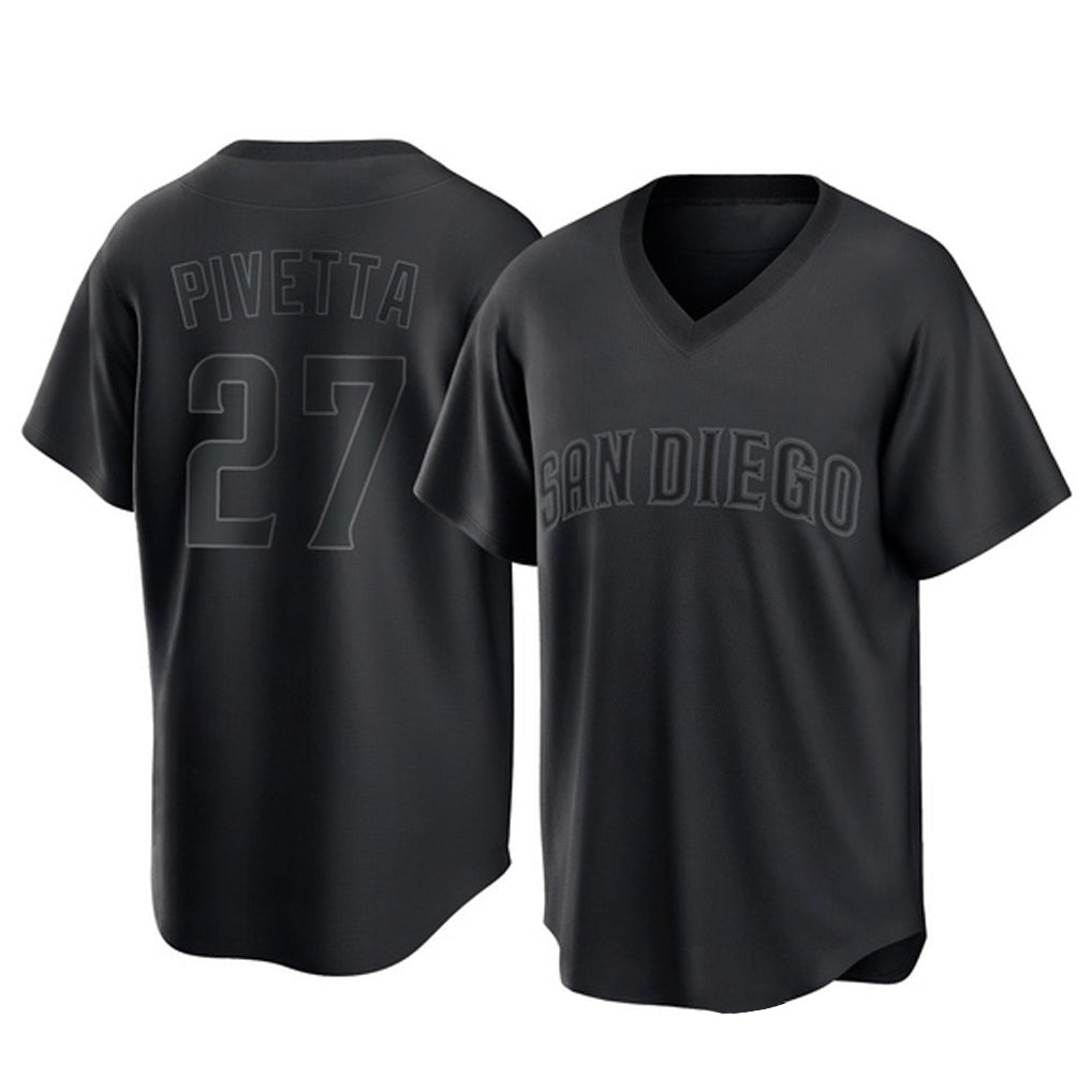 Johmsee S.Diego Padres #27 Nick Pivetta Player Black Pitch Fashion Game T-shirt Stitched Jerseys