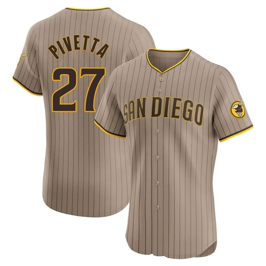 Johmsee S.Diego Padres #27 Nick Pivetta Player Khaki Home Limited Elite Stitched Jerseys