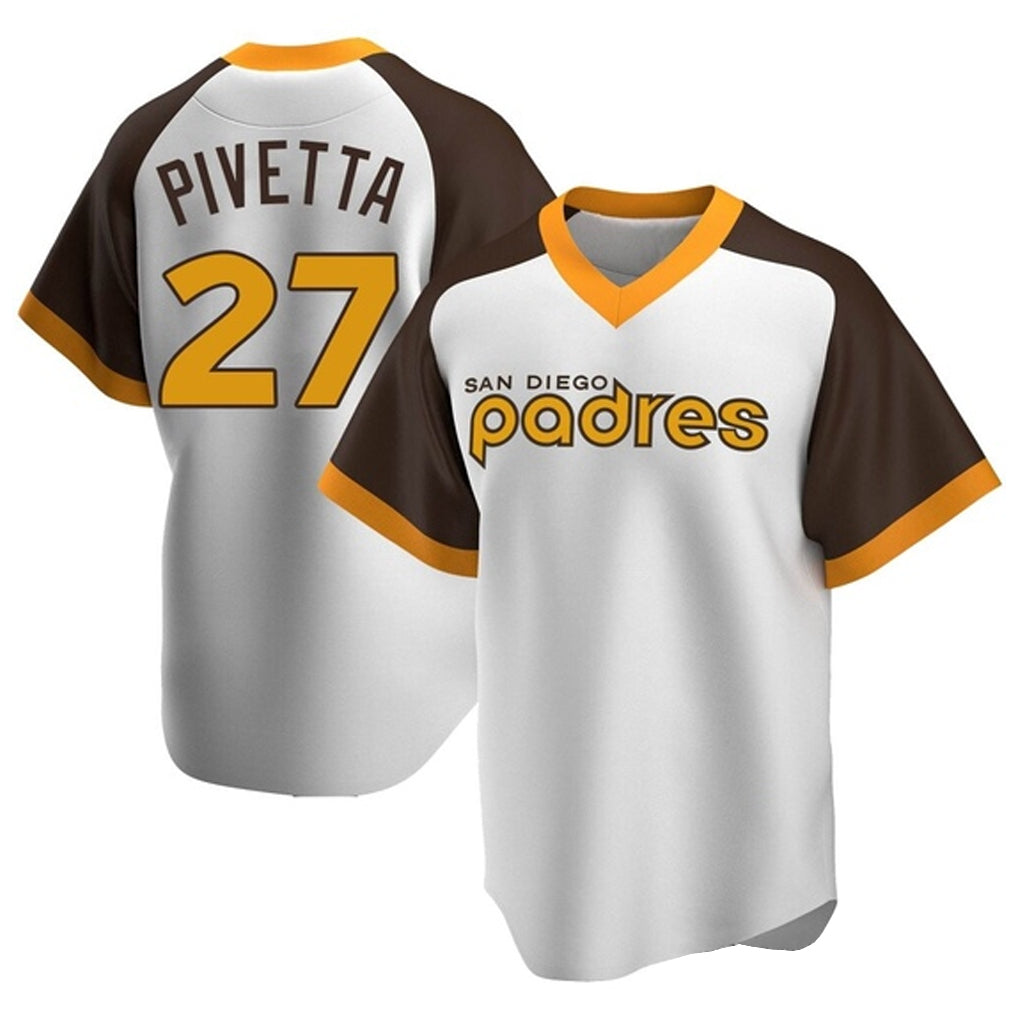 Johmsee S.Diego Padres #27 Nick Pivetta Player White Home Cooperstown Collection Replica Game Stitched Jerseys
