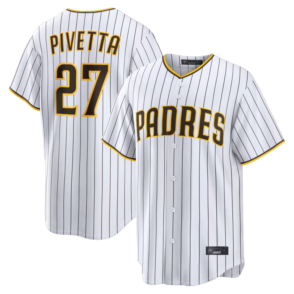 Johmsee S.Diego Padres #27 Nick Pivetta Player White Home Limited Stitched Jerseys