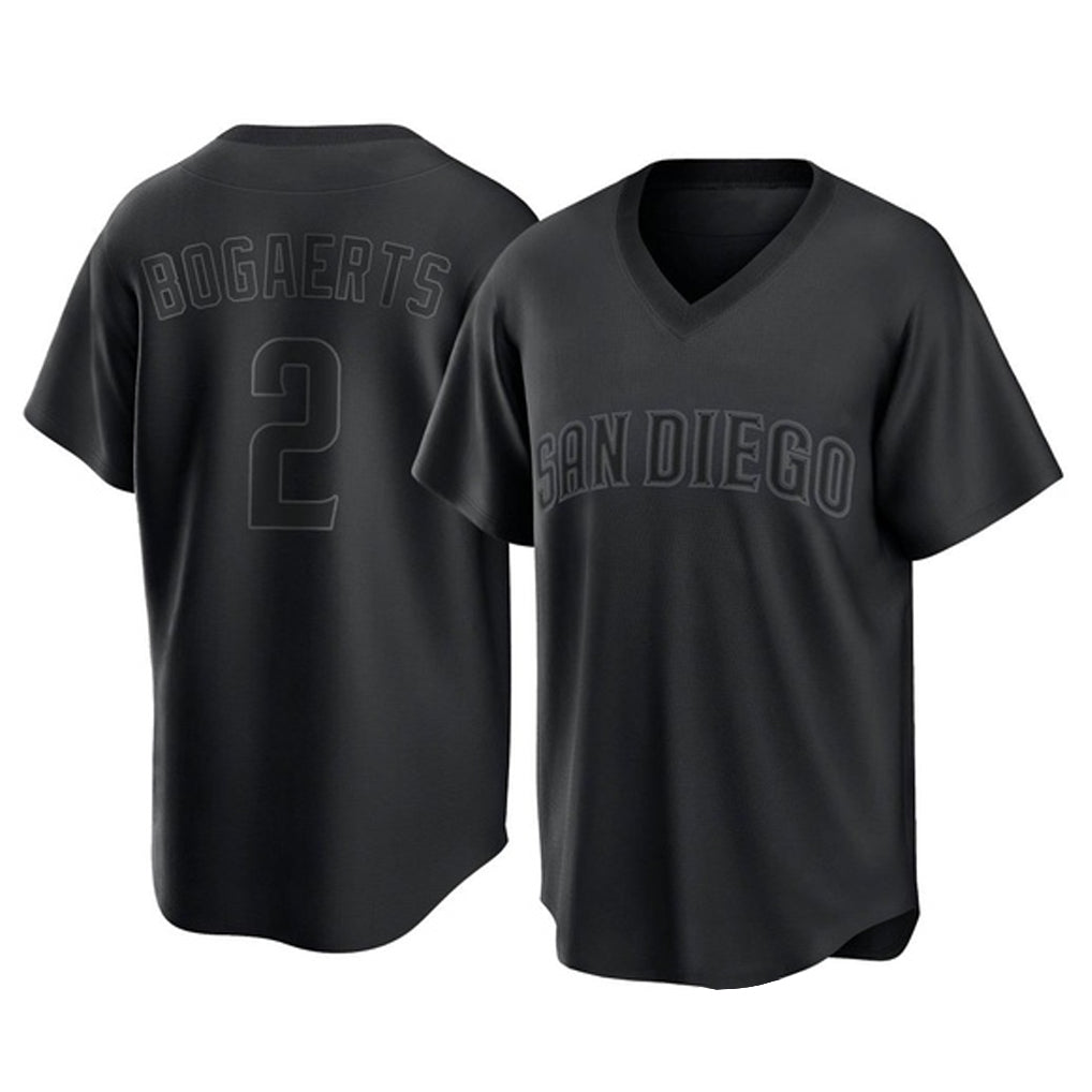 Johmsee S.Diego Padres #2 Xander Bogaerts Player Black Pitch Fashion Game T-shirt Stitched Jerseys