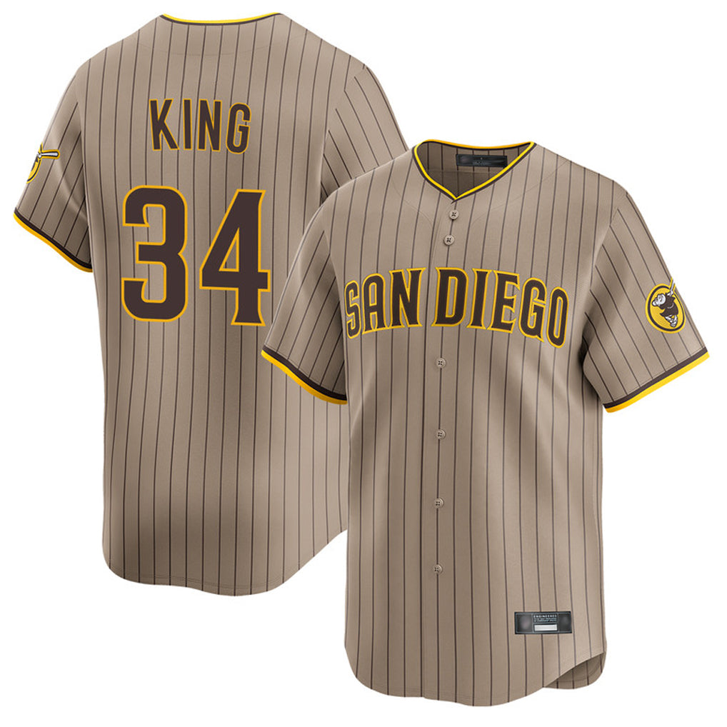 Johmsee S.Diego Padres #34 Michael King Player Khaki Home Limited Stitched Jerseys
