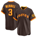 Johmsee S.Diego Padres #3 Jackson Merrill Player Brown Home Cooperstown Collection Replica Game Stitched Jerseys