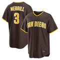 Johmsee S.Diego Padres #3 Jackson Merrill Player Brown Home Game Stitched Jerseys