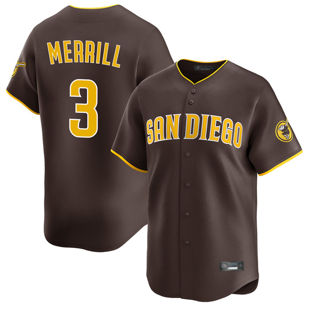 Johmsee S.Diego Padres #3 Jackson Merrill Player Brown Home Limited Stitched Jerseys