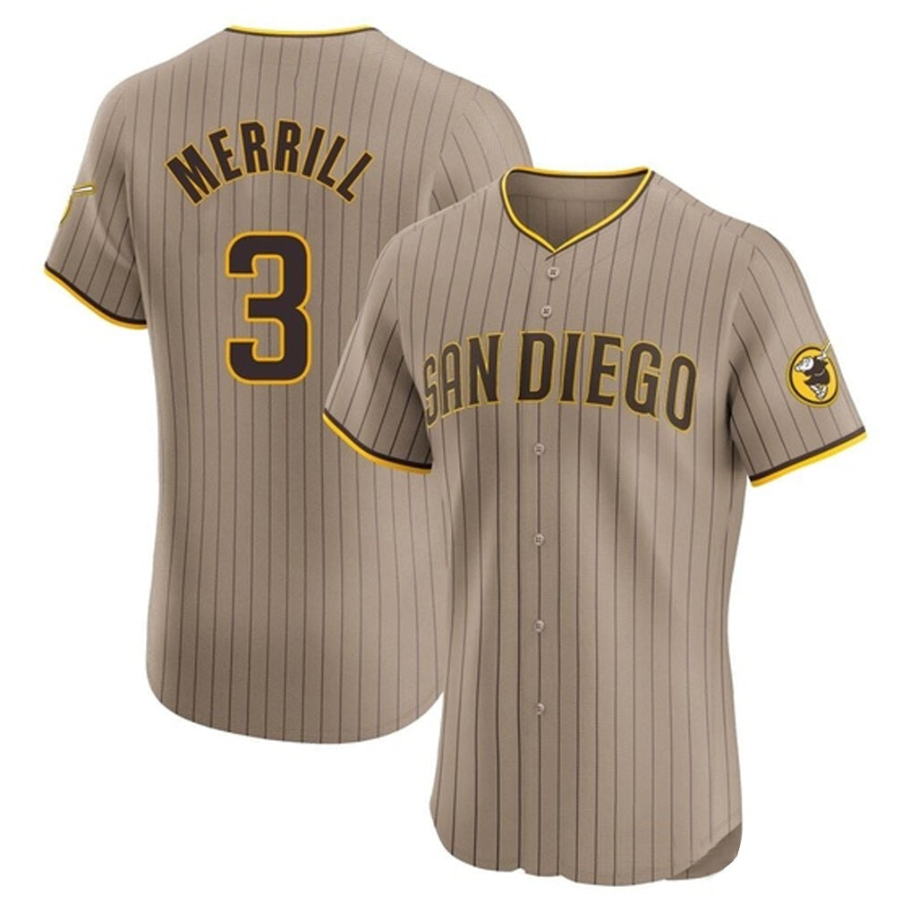 Johmsee S.Diego Padres #3 Jackson Merrill Player Khaki Home Limited Elite Stitched Jerseys