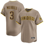 Johmsee S.Diego Padres #3 Jackson Merrill Player Khaki Home Limited Stitched Jerseys