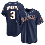Johmsee S.Diego Padres #3 Jackson Merrill Player Navy Cooperstown Collection Limited Home Stitched Jerseys
