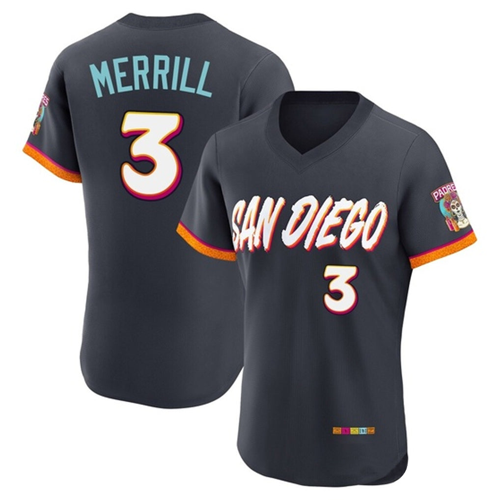 Johmsee S.Diego Padres #3 Jackson Merrill Player Obsidian 2026 City Connect Home Limited Elite T-shirt Stitched Jerseys
