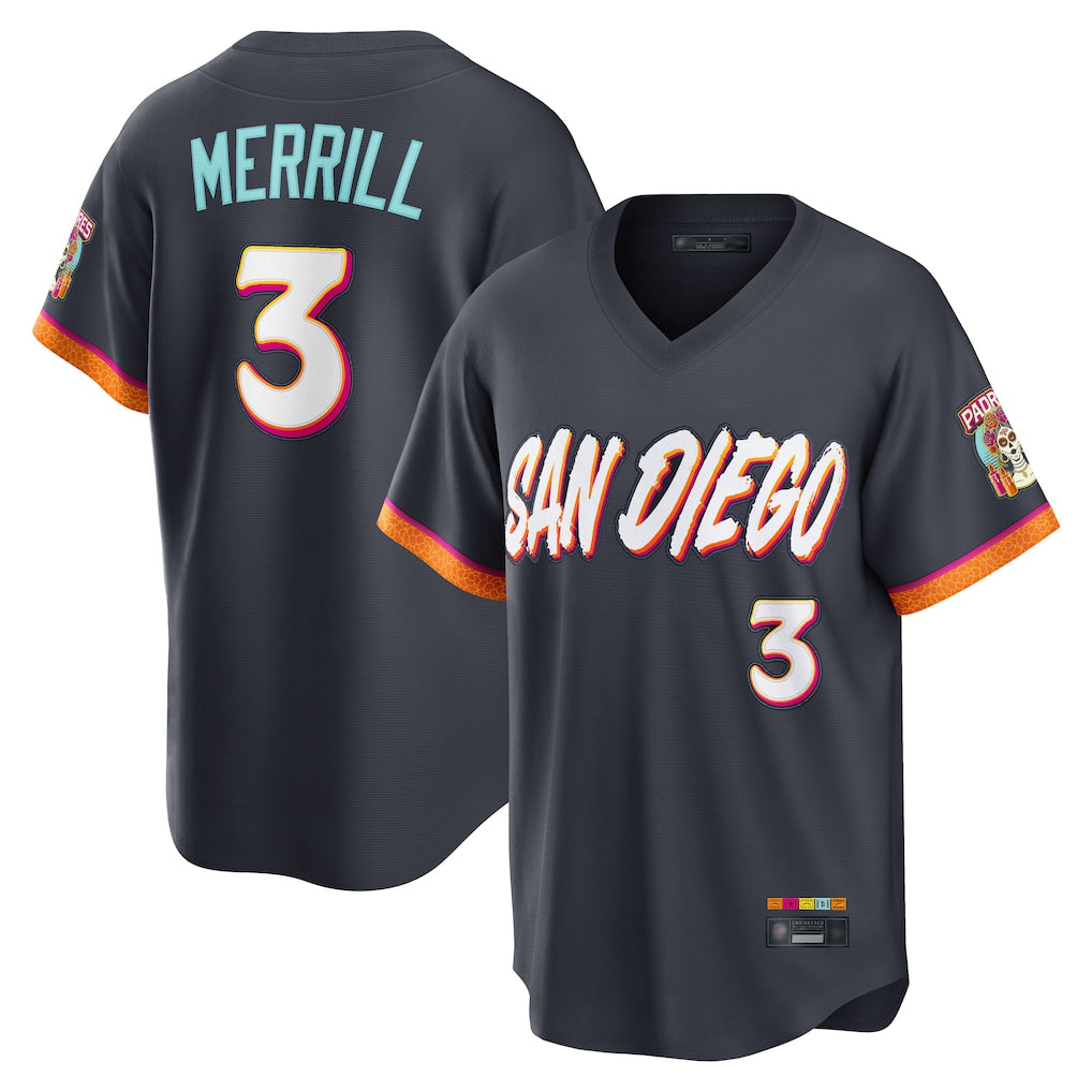 Johmsee S.Diego Padres #3 Jackson Merrill Player Obsidian 2026 City Connect Home Limited T-shirt Stitched Jerseys