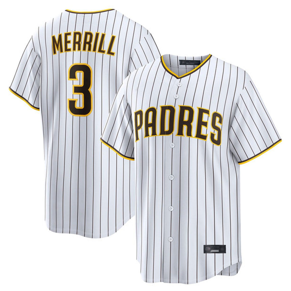 Johmsee S.Diego Padres #3 Jackson Merrill Player White Cooperstown Collection Home Game Stitched Jerseys